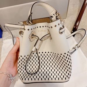 White Furla mini bucket bag